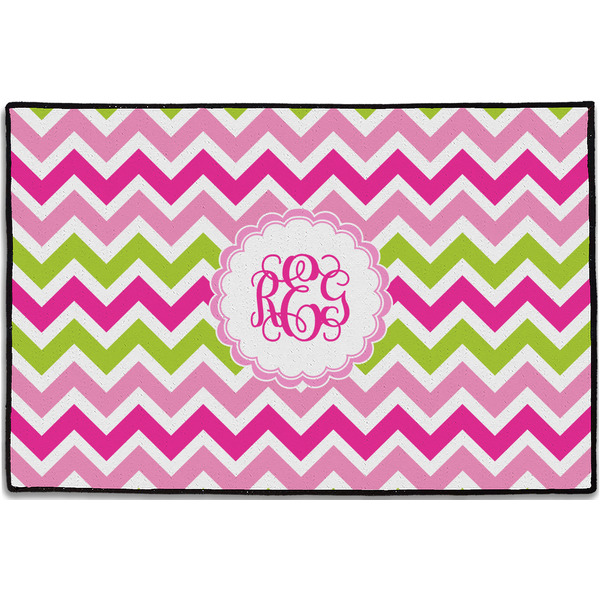 Pink & Green Chevron Personalized Door Mat - 36x24 (APPROVAL)