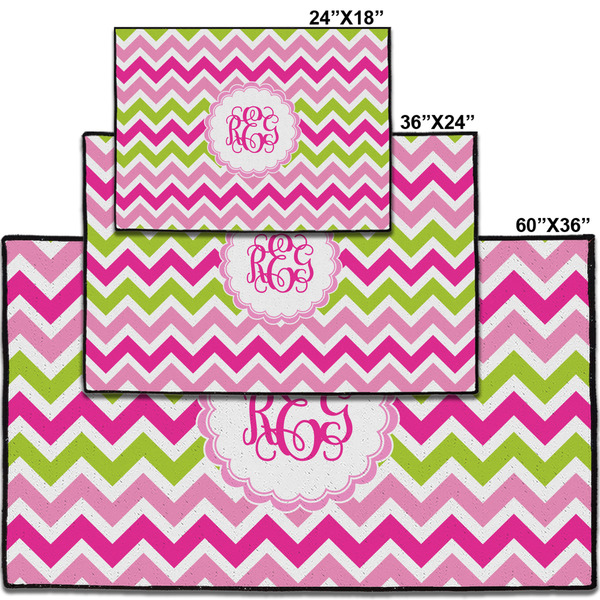 Pink & Green Chevron Personalized Door Mat - Group Parent IMF