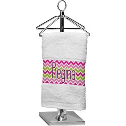 Pink & Green Chevron Cotton Finger Tip Towel (Personalized)
