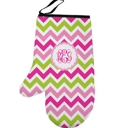 Pink & Green Chevron Left Oven Mitt (Personalized)