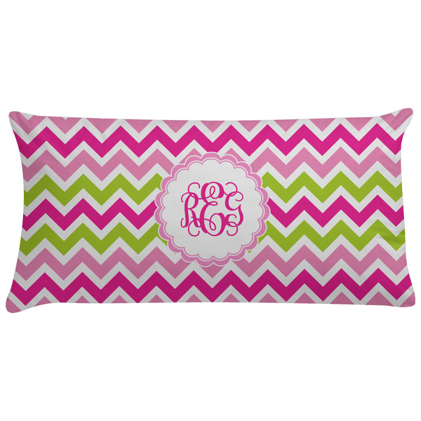 Custom Pink & Green Chevron Pillow Case - King (Personalized)