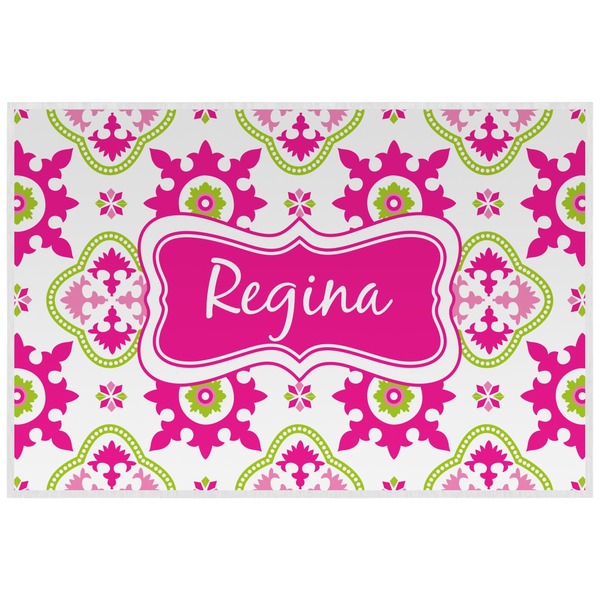 Pink & Green Chevron Personalized Placemat (Back)