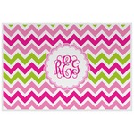 Pink & Green Chevron Laminated Placemat w/ Monogram