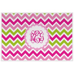 Pink & Green Chevron Laminated Placemat w/ Monogram