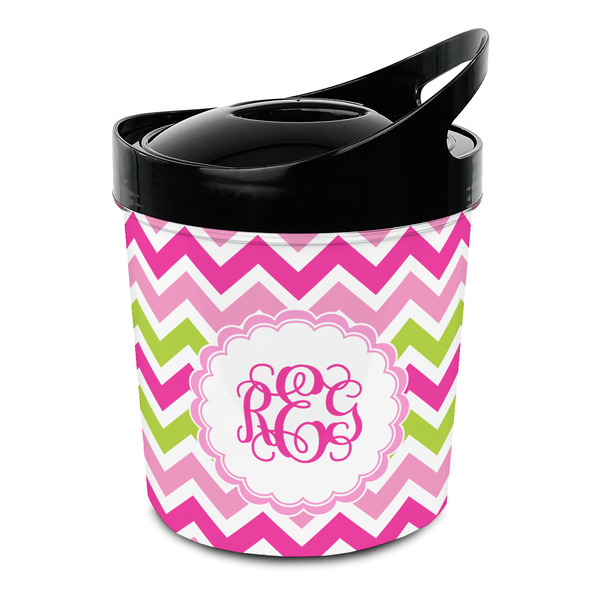 Custom Pink & Green Chevron Plastic Ice Bucket (Personalized)