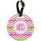 Pink & Green Chevron Personalized Round Luggage Tag