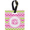 Pink & Green Chevron Personalized Square Luggage Tag