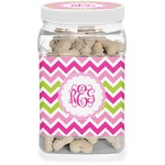 Pink & Green Chevron Dog Treat Jar (Personalized)
