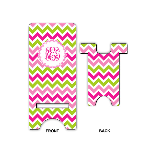 Pink & Green Chevron Phone Stand - Front & Back