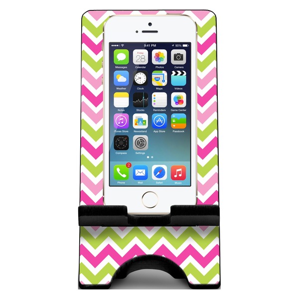Pink & Green Chevron Phone Stand w/ Phone
