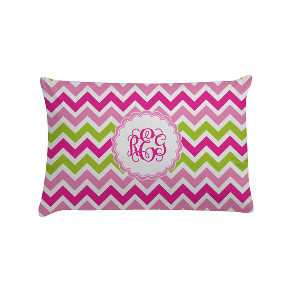 Custom Pink & Green Chevron Pillow Case - Standard (Personalized)