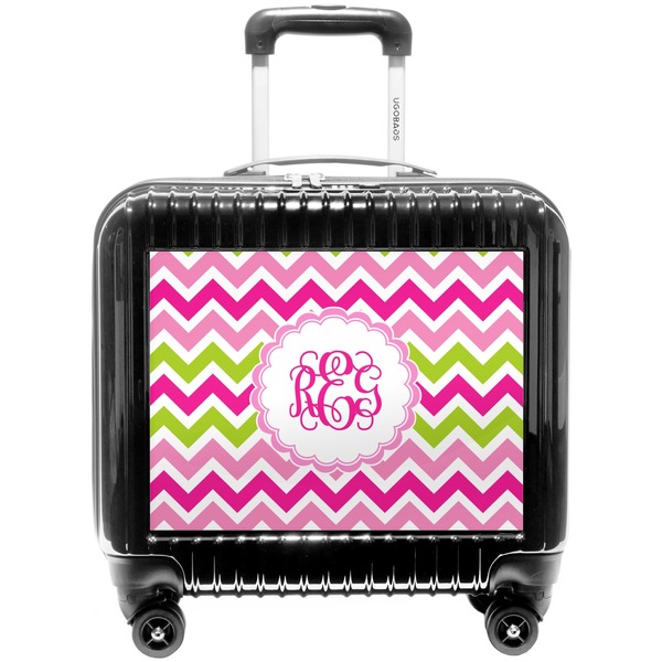 Custom Pink & Green Chevron Pilot / Flight Suitcase (Personalized)