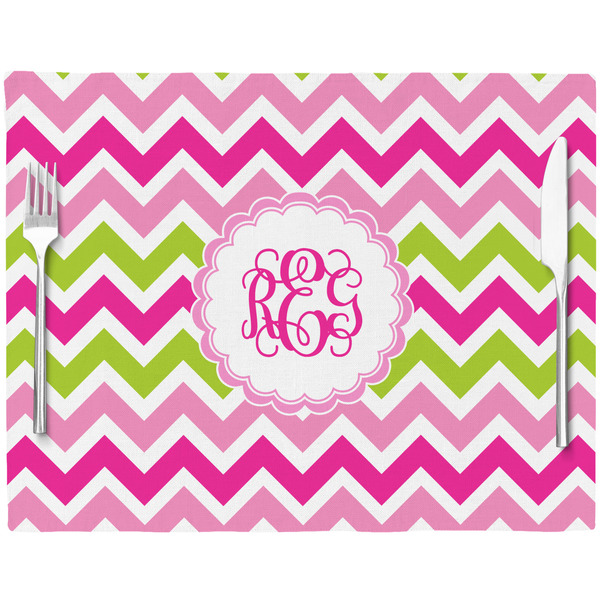 Pink & Green Chevron Placemat with Props