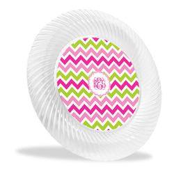 Pink & Green Chevron Plastic Party Dinner Plates - 10" (Personalized)