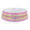 Pink & Green Chevron Plastic Dog Bowl - Large (Personalized)