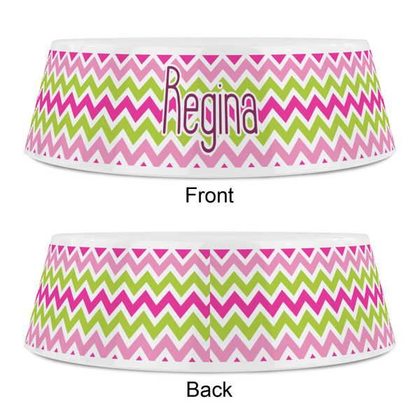 Pink & Green Chevron Plastic Pet Bowls - Small - APPROVAL