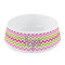 Pink & Green Chevron Plastic Dog Bowl - Small (Personalized)