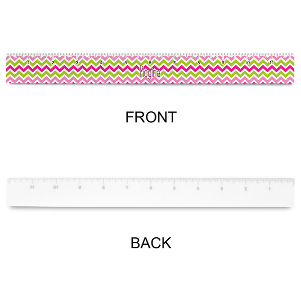 Pink & Green Chevron Plastic Ruler - 12" - APPROVAL