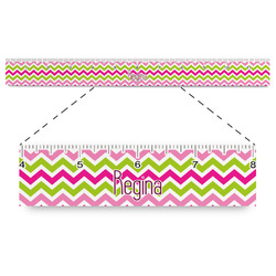 Pink & Green Chevron Plastic Ruler - 12" (Personalized)