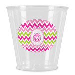 Pink & Green Chevron Plastic Shot Glass (Personalized)