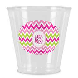 Pink & Green Chevron Plastic Shot Glass (Personalized)