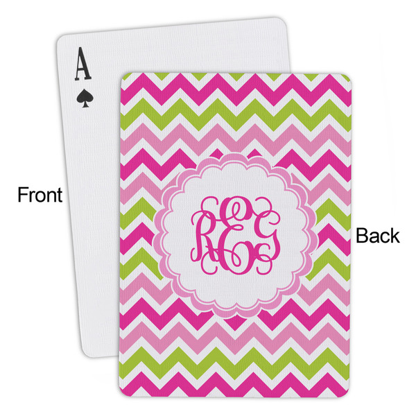 Pink & Green Chevron Playing Cards - Approval