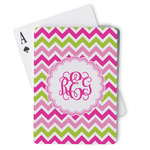 Pink & Green Chevron Playing Cards (Personalized)