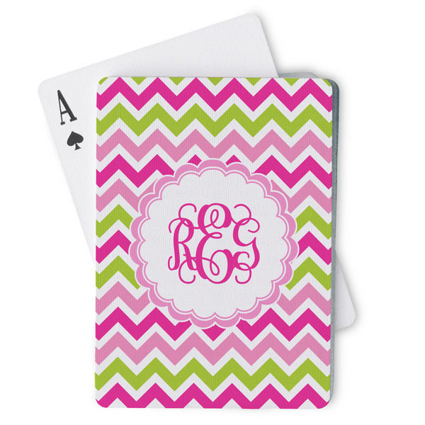 Custom Pink & Green Chevron Playing Cards (Personalized)