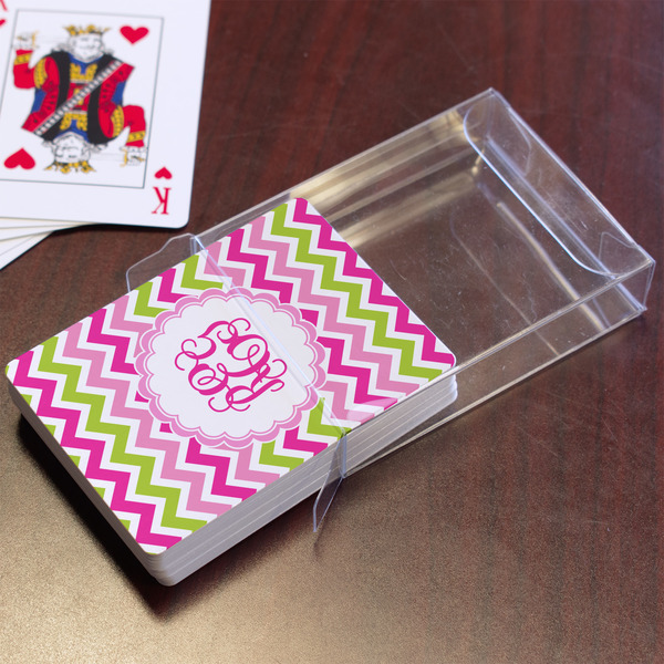 Pink & Green Chevron Playing Cards - In Package