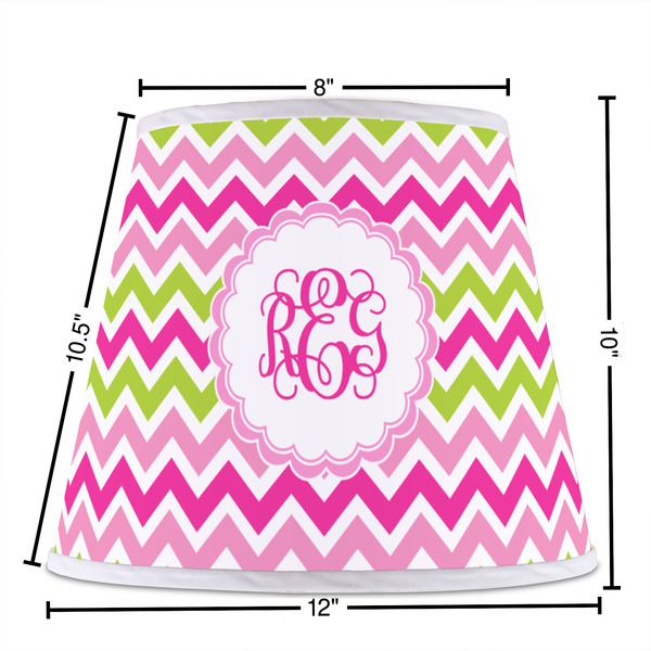 Pink & Green Chevron Poly Film Empire Lampshade - Dimensions