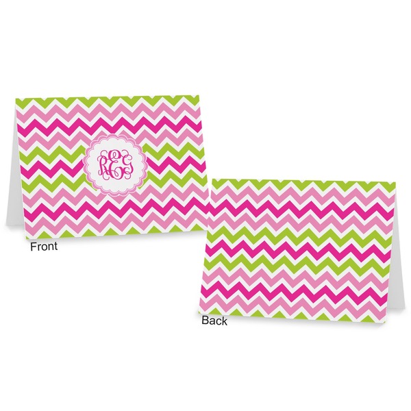 Pink & Green Chevron Postcard - Front and Back