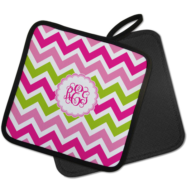 Pink & Green Chevron Pot Holders - PARENT MAIN
