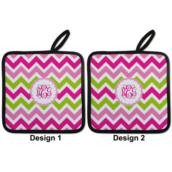 Pink & Green Chevron Pot Holders - Set of 2 APPROVAL