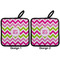 Pink & Green Chevron Pot Holders - Set of 2 APPROVAL