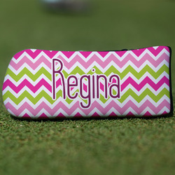 Pink & Green Chevron Blade Putter Cover (Personalized)