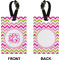 Pink & Green Chevron Rectangle Luggage Tag (Front + Back)