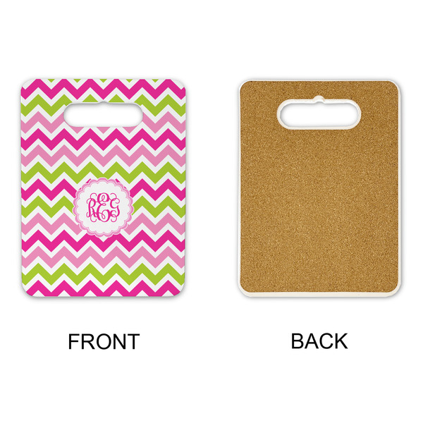Pink & Green Chevron Rectangle Trivet with Handle - APPROVAL