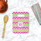 Pink & Green Chevron Rectangle Trivet with Handle - LIFESTYLE