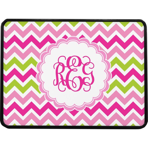 Pink & Green Chevron Rectangular Trailer Hitch Cover (Personalized)