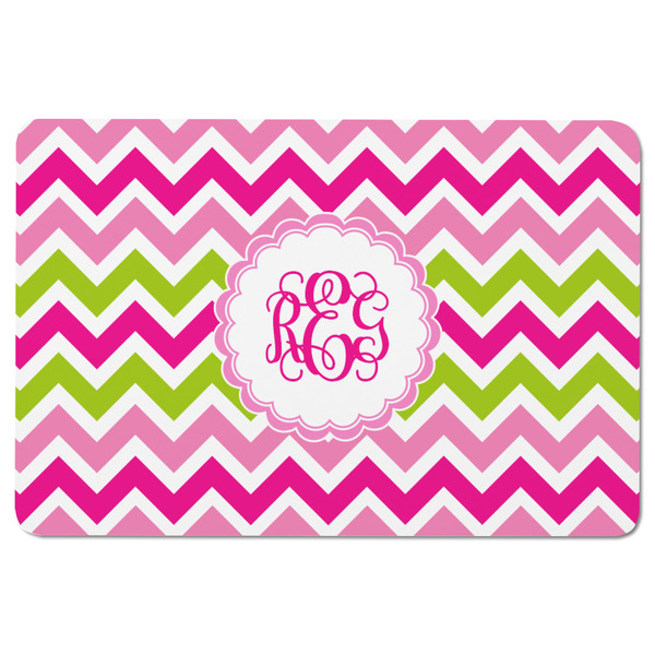 Pink & Green Chevron Rectangular Fridge Magnet - FRONT