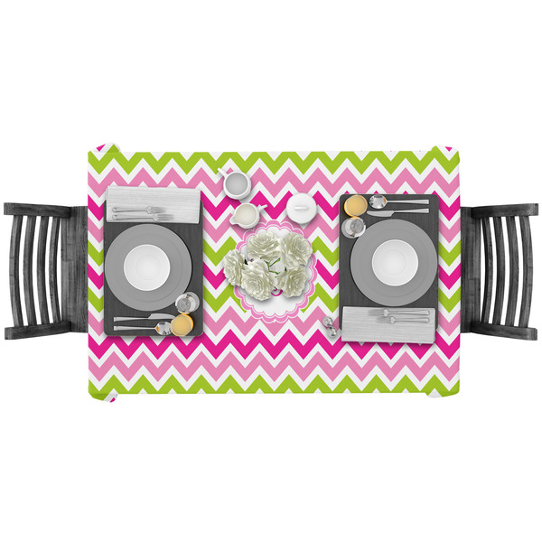 Pink & Green Chevron Rectangular Tablecloths - LIFESTYLE
