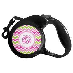 Pink & Green Chevron Retractable Dog Leash - Large (Personalized)