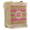 Pink & Green Chevron Reusable Cotton Grocery Bag - Front View