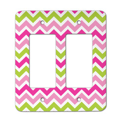 Pink & Green Chevron Rocker Style Light Switch Cover - Two Switch