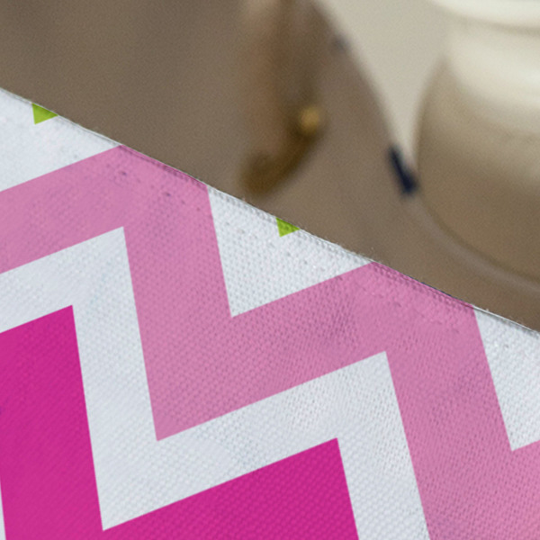 Pink & Green Chevron Large Rope Tote - Close Up View