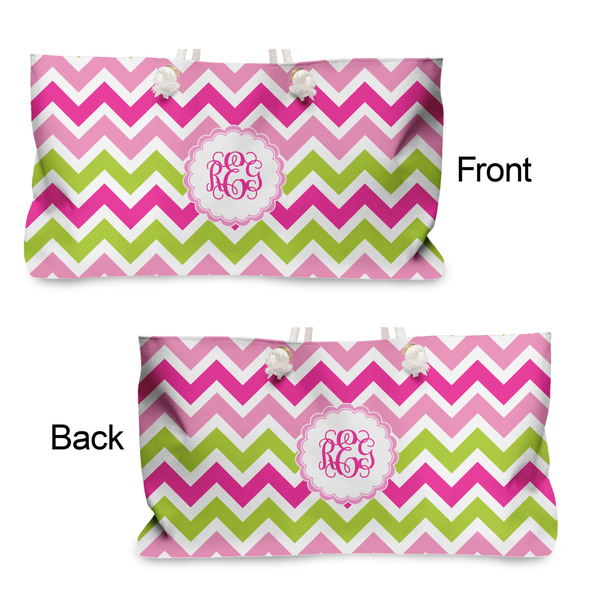 Pink & Green Chevron Large Rope Tote - From & Back View
