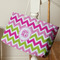 Pink & Green Chevron Large Rope Tote - Life Style