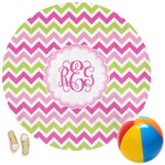 Pink & Green Chevron Round Beach Towel (Personalized)