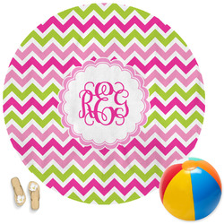 Pink & Green Chevron Round Beach Towel (Personalized)