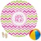 Pink & Green Chevron Round Beach Towel (Personalized)